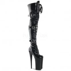 Pleaser Lace-up And Buckle Thigh High Boots With 10-inch Heels