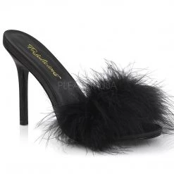 Pleaser Marabou Feather Slipper With 4-inch Heel 4-colors PS-CLASSIQUE-01F Spike Heel