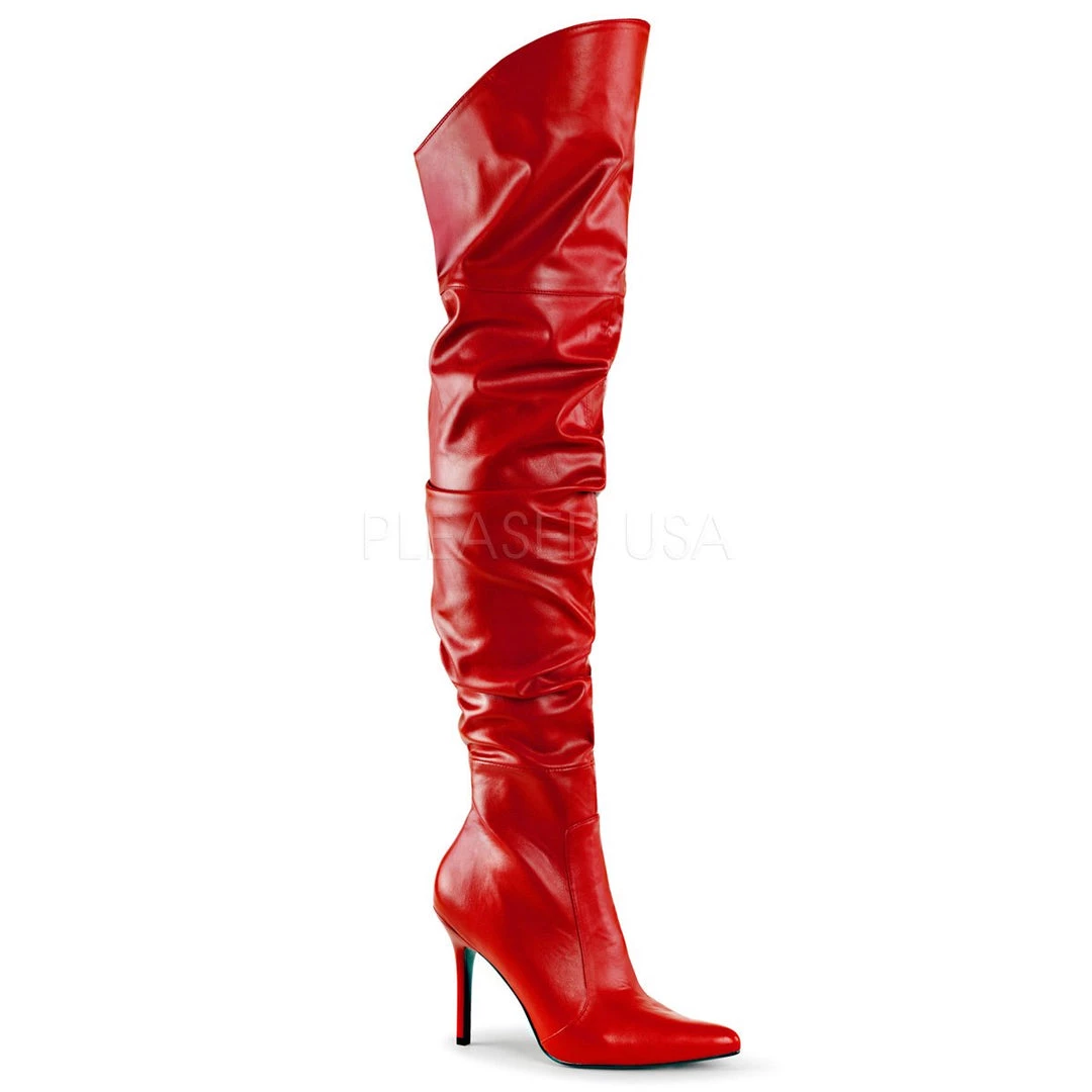 Pleaser Thigh High Scrunch Boot With 4-inch Spike Heel 3-colors PS-CLASSIQUE-3011