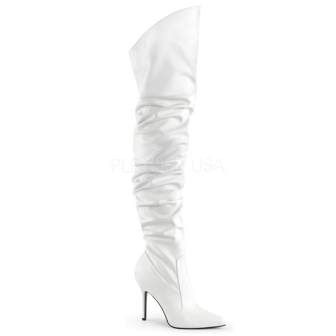 Pleaser Thigh High Scrunch Boot With 4-inch Spike Heel 3-colors PS-CLASSIQUE-3011