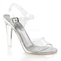 Pleaser Clear Ankle Strap Sandals With 4-inch Clear Heels