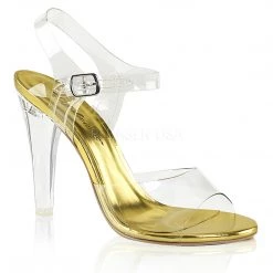 Pleaser Clear Ankle Strap Sandals With 4-inch Clear Heels