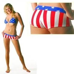 Shelby Swim American Flag Hip Hugger Shorts