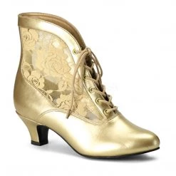 Pleaser Victorian Lace Ankle Bootie With 2-inch Heel 4-colors Gold