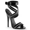 Pleaser Ankle Strap Black Zipper Strap Sandal With 6-inch Heel