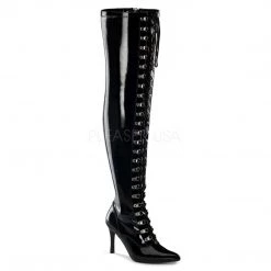 Pleaser Size 7-8 Plus Size Lace-Up Thigh High Boots With 4-inch Heels DOM3024X