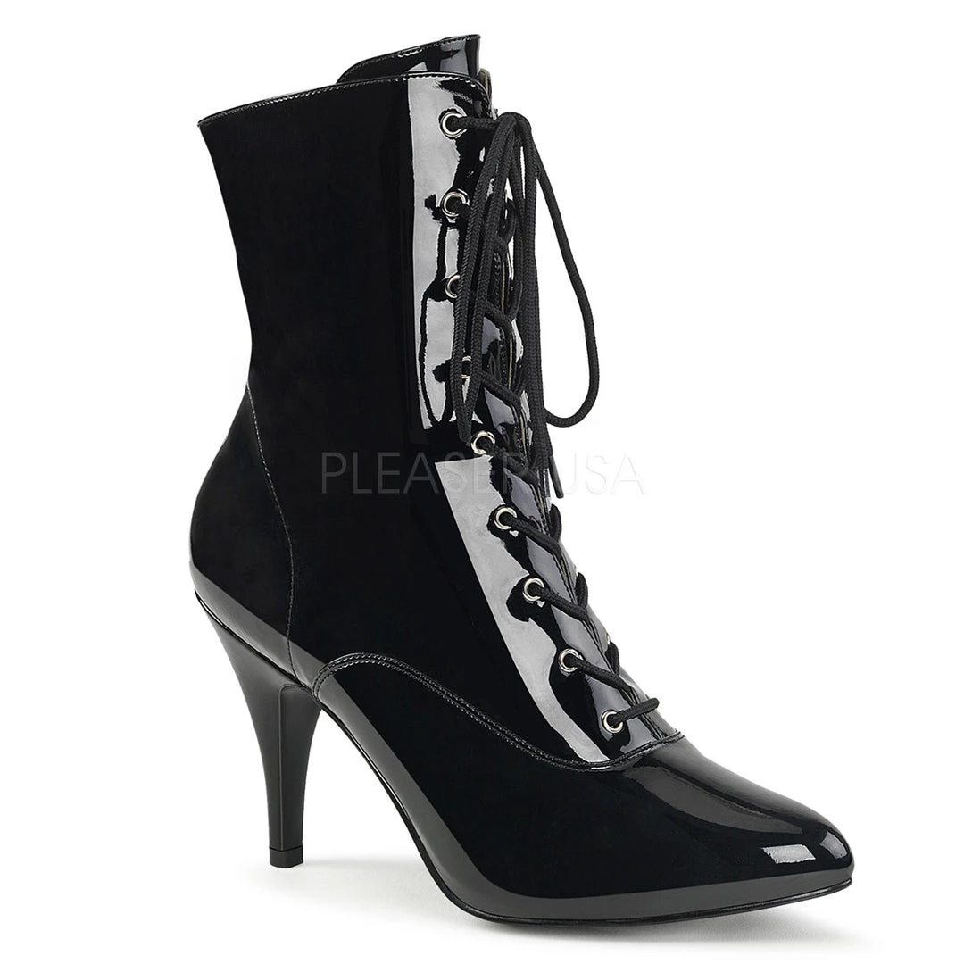 Pleaser Black Lace-Up Ankle Boots With 4-inch Heels PS-DREAM-1020