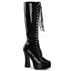 Pleaser Lace-Up Platform Knee Boot With 5-inch Chunky Heel