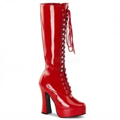 Pleaser Lace-Up Platform Knee Boot With 5-inch Chunky Heel