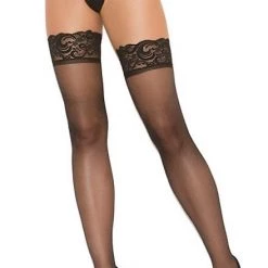 Elegant Moments Sheer Lace Top Stockings With Back Seam LegWear