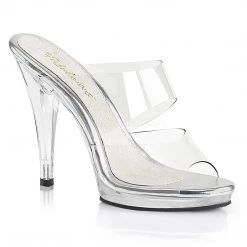 Pleaser Spike Heel Clear Double Strap Slipper With 4.5-inch Heels PS-FLAIR-402