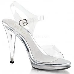 Pleaser Clear Sandals With 4.5-inch Spike Heels PS-FLAIR-408