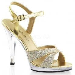 Pleaser Criss Cross Strap Glitter Sandals With 4.5-inch Heels PS-FLAIR-419G