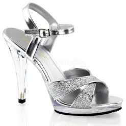 Pleaser Criss Cross Strap Glitter Sandals With 4.5-inch Heels PS-FLAIR-419G
