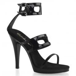 Pleaser Ankle Strap Black Sandals With 4.5-inch Heels PS-FLAIR-458