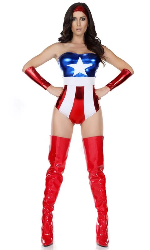 ForPlay American Flag FP-555102 Captivating Champion 3-pc Superhero Costume