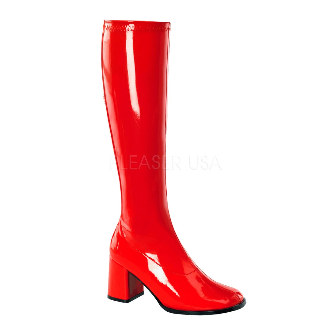 Pleaser Flag Gear Red, White Or Blue GoGo-300-USA Knee High Boots 3-inch Heel