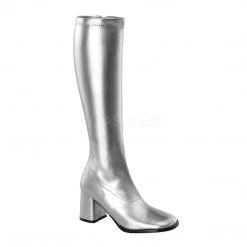 Pleaser GoGo Boots 3-inch Heel 12-colors Silver