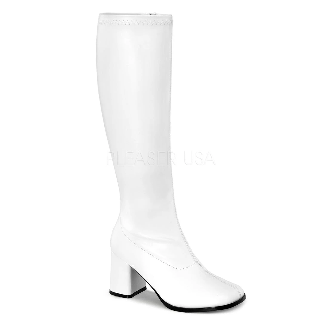 Pleaser Knee High Plus Size Wide Calf GoGo Boots With 3-inch Heels