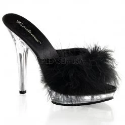 Pleaser Slipper Shoes Feather Slipper Shoe With Clear 5-inch Heel 4-colors