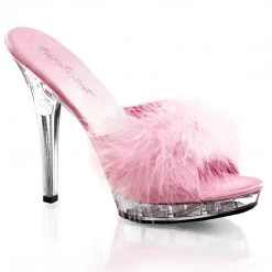 Pleaser Slipper Shoes Feather Slipper Shoe With Clear 5-inch Heel 4-colors