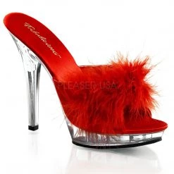 Pleaser Slipper Shoes Feather Slipper Shoe With Clear 5-inch Heel 4-colors