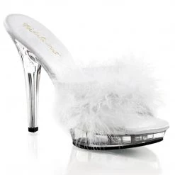 Pleaser Slipper Shoes Feather Slipper Shoe With Clear 5-inch Heel 4-colors