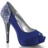 Pleaser Flag Gear Hidden Platform Peep Toe Pump With Rhinestones On 5-inch Heel Red Or Blue