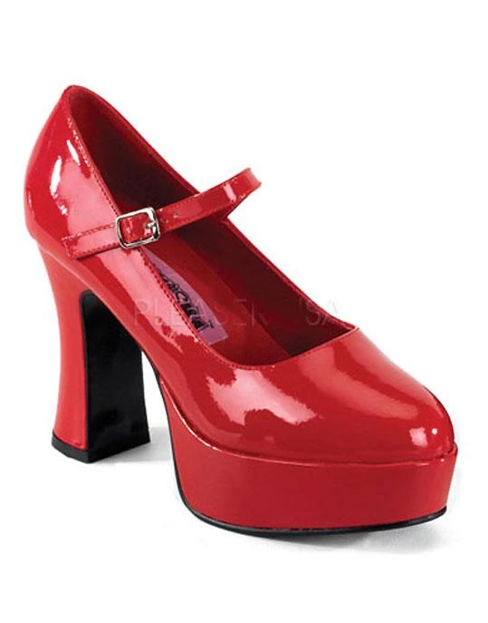 Pleaser Mary Jane Shoes With 4-inch Chunky Heels -Red/White/Black PS-MARYJANE-50