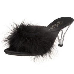Pleaser Flag Gear Fuzzy Slipper Shoe 3-inch Clear Heel 4-colors
