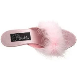 Pleaser Flag Gear Fuzzy Slipper Shoe 3-inch Clear Heel 4-colors