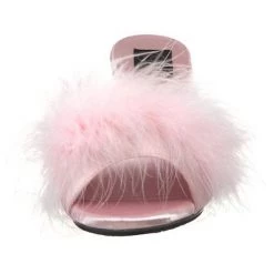 Pleaser Flag Gear Fuzzy Slipper Shoe 3-inch Clear Heel 4-colors