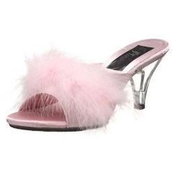 Pleaser Flag Gear Fuzzy Slipper Shoe 3-inch Clear Heel 4-colors
