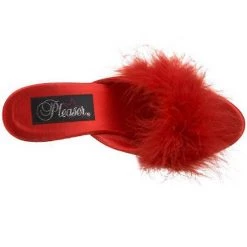 Pleaser Flag Gear Fuzzy Slipper Shoe 3-inch Clear Heel 4-colors