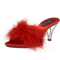 Pleaser Flag Gear Fuzzy Slipper Shoe 3-inch Clear Heel 4-colors