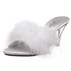 Pleaser Flag Gear Fuzzy Slipper Shoe 3-inch Clear Heel 4-colors