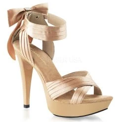 Pleaser Pleated Strap Sandal 5-inch Heel -Red/Black/Champagne Spike Heel