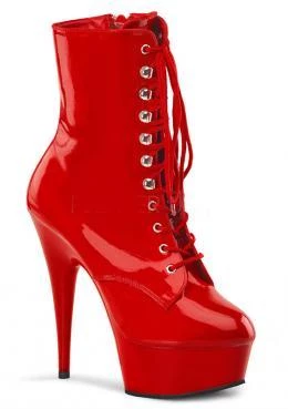 Pleaser Ankle Boots 6-inch Spike Heels -Red Or Black