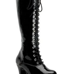 Pleaser PS-Exotica-2020 Lace-up GoGo Boots With 4-inch Chunky Heel -Black/Red/White Flag Gear
