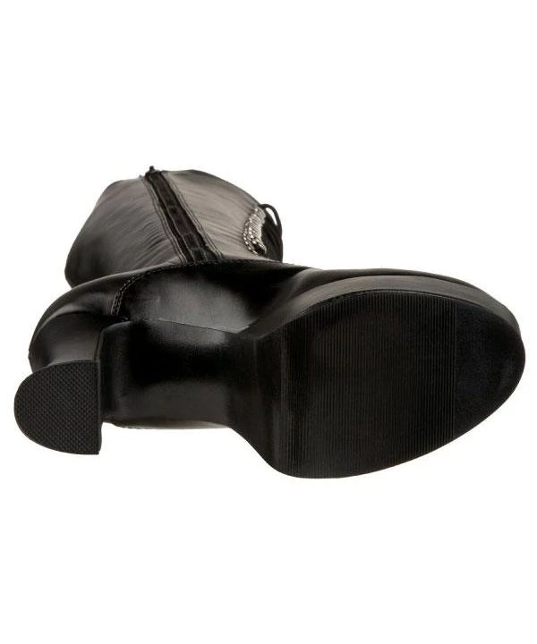 Pleaser PS-Exotica-2020 Lace-up GoGo Boots With 4-inch Chunky Heel -Black/Red/White Flag Gear