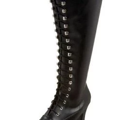 Pleaser PS-Exotica-2020 Lace-up GoGo Boots With 4-inch Chunky Heel -Black/Red/White Flag Gear