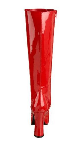 Pleaser PS-Exotica-2020 Lace-up GoGo Boots With 4-inch Chunky Heel -Black/Red/White Flag Gear