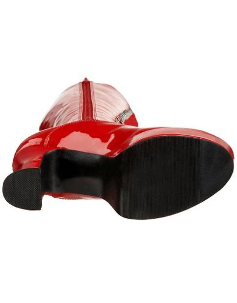 Pleaser PS-Exotica-2020 Lace-up GoGo Boots With 4-inch Chunky Heel -Black/Red/White Flag Gear