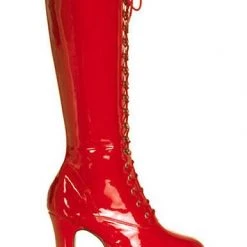 Pleaser PS-Exotica-2020 Lace-up GoGo Boots With 4-inch Chunky Heel -Black/Red/White Flag Gear