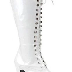 Pleaser PS-Exotica-2020 Lace-up GoGo Boots With 4-inch Chunky Heel -Black/Red/White Flag Gear