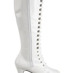 Pleaser PS-Exotica-2020 Lace-up GoGo Boots With 4-inch Chunky Heel -Black/Red/White Flag Gear