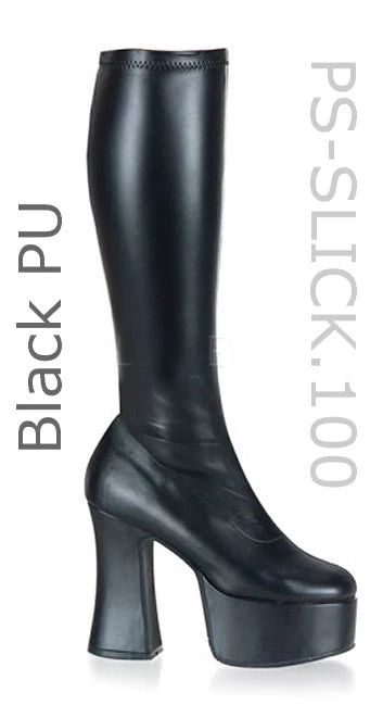 Pleaser Knee High GoGo Boots With 4-inch Chunky Heel