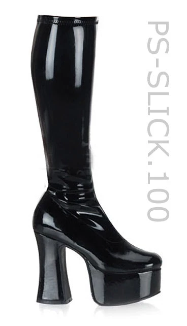 Pleaser Knee High GoGo Boots With 4-inch Chunky Heel