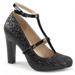 Pleaser Round Toe Glitter Pump With 4-inch Heel PS-QUEEN-01 Ankle Strap