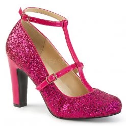 Pleaser Round Toe Glitter Pump With 4-inch Heel PS-QUEEN-01 Ankle Strap
